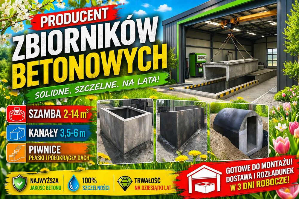 zbiornik betonowy PRODUCENT szambo szamba betonowe KANAŁ piwnice ATEST