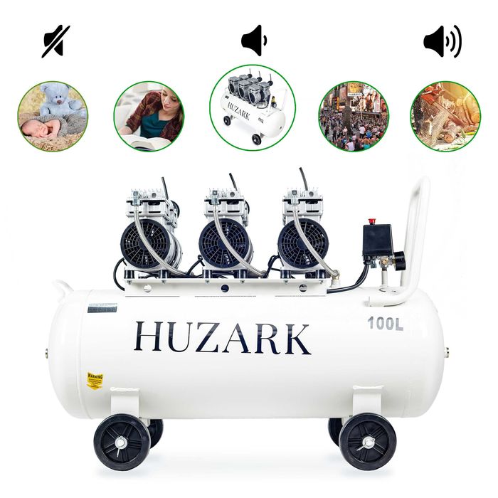 Profesjonalny Kompresor bezolejowy sprężarka 100L 8bar 396l/min