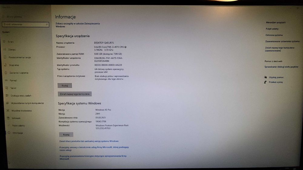 Komputer FUJITSU P720 TOW i3 8GB RAM 250GB HDD WIN10