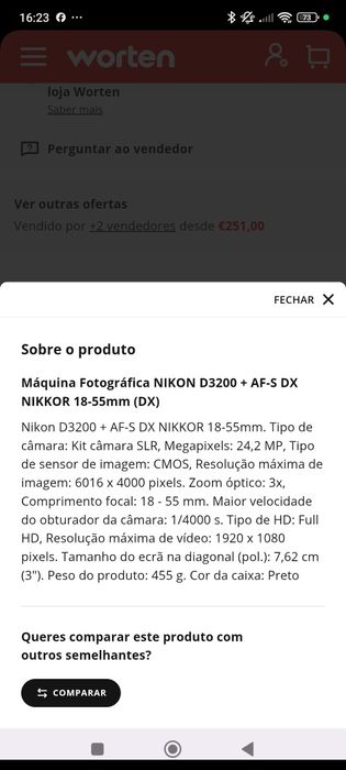Máquina fotográfica Nikon d3200