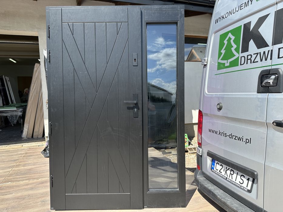 Drzwi zewnętrze drewniane z doświetlam czyste powietrze CAŁA POLSKA