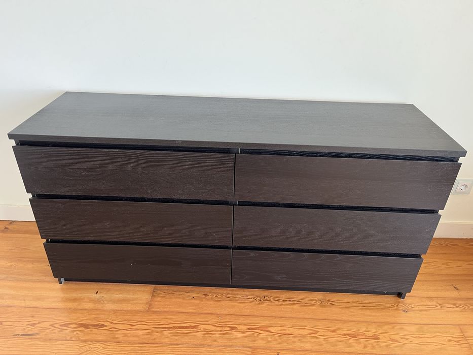 Comoda IKEA preto-castanho 6 gavetas