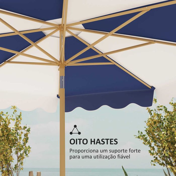 Chapéu de Sol de Jardim Azul e Branco