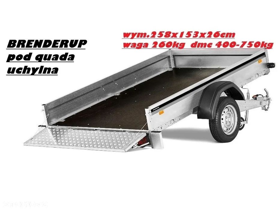 Brenderup 2260WSUB750 TILT pod quady + koło podporowe  uchylna przyczepa do przewozu quadów, małych pojazdów