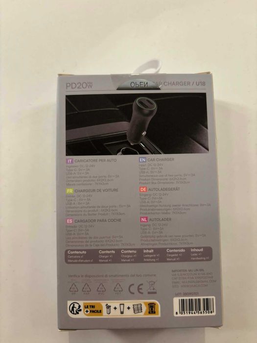 Ładowarka samochodowa 20w USB USB-C szybko ładująca fast charging