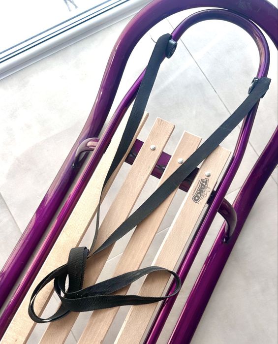 Дитячі санки Tako з ручкою, металеві, фіолетові, гарний стан