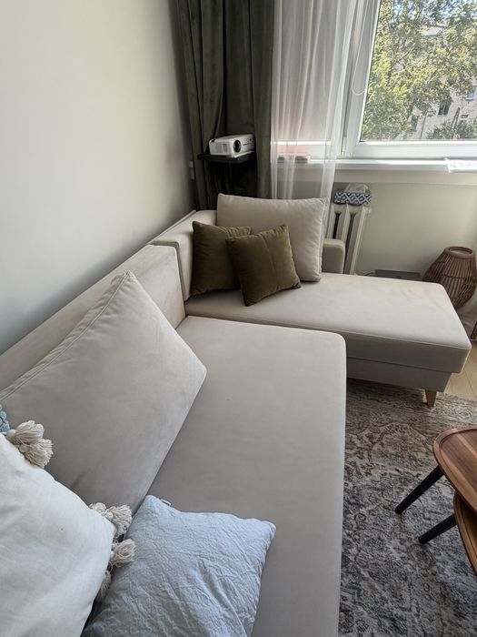 Narożnik bezowy lewostronny z funkcja spania 160x200cm bardzo wygodny