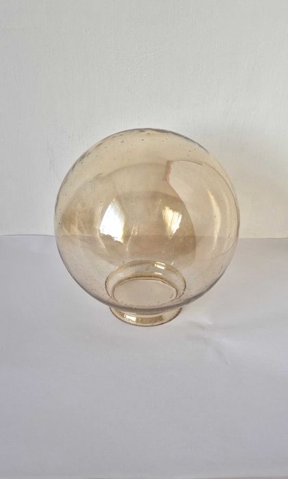 duży klosz kula miodowy vintage szkło bąbelki powietrza