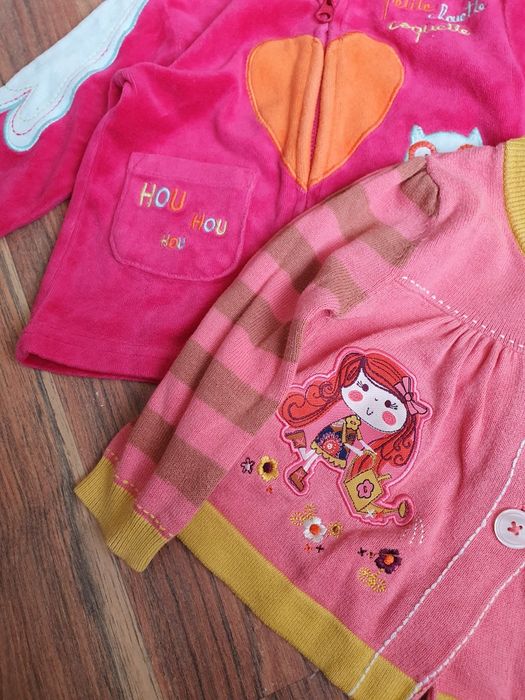 Zestaw Sweter i bluza dla dziewczynki różowe na długi rękaw 9-12mc  ba