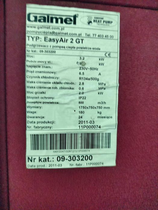 Pompa ciepła Galmet