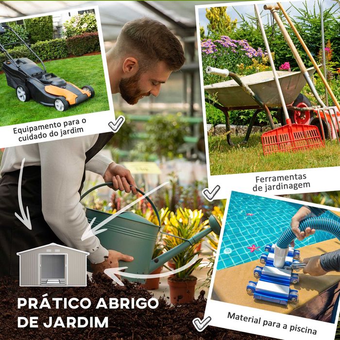 Abrigo de Jardim em Aço 340x386x200 cm – Porta Dupla e Ventilação