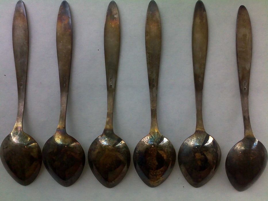 Коллекционные ложки чайные Меандр серебро позолота Таллин ссср