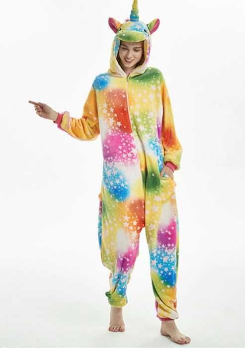 4 pak: Kigurumi jednorożec gwiazdki onesie przebranie M