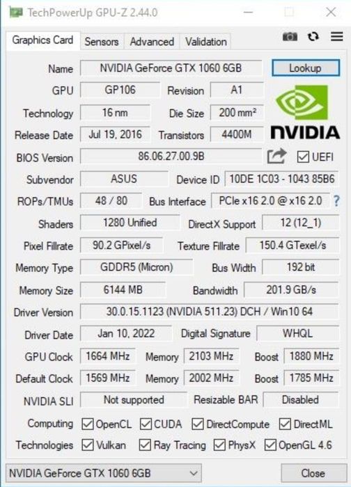 Відеокарта ASUS DUAL GTX 1060 (6Gb / GDDR5 / 192 bit / 1280 CUDA)  Магазин CompiC