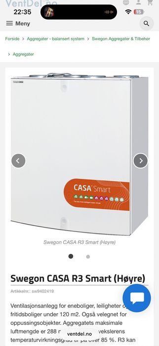 Rekuperator Swegon Genius R3-R7, Smart