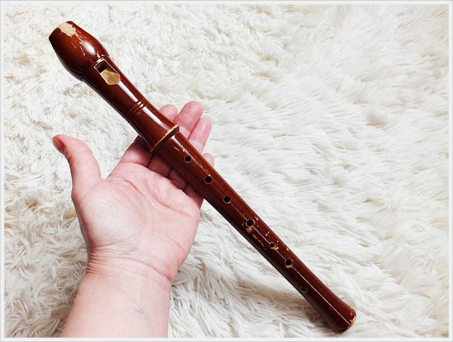 Stary flet prosty drewniany drewno ciemny orzech Zabytek dla konesera