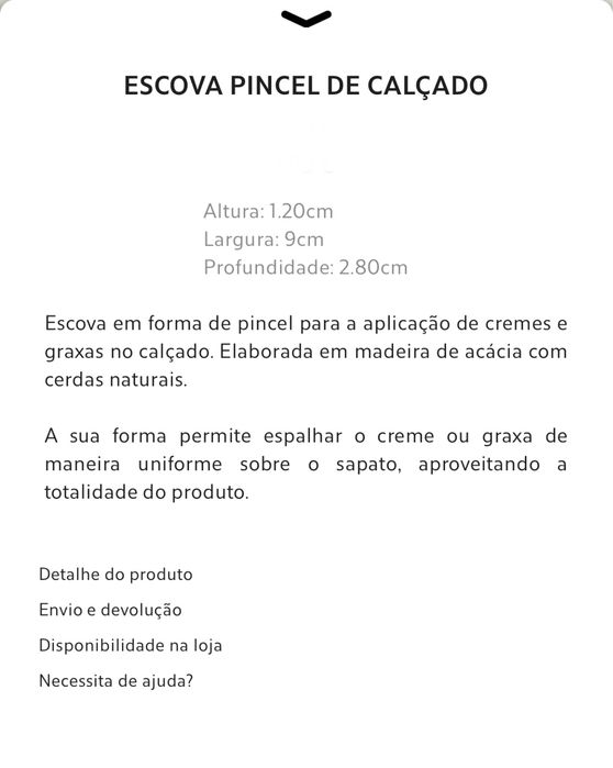 Escova Pincel de Calçado Zara Home NOVO