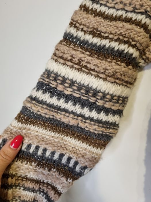 Sweter pleciony w paski 36 H&M bluzka moda zima fashion must have