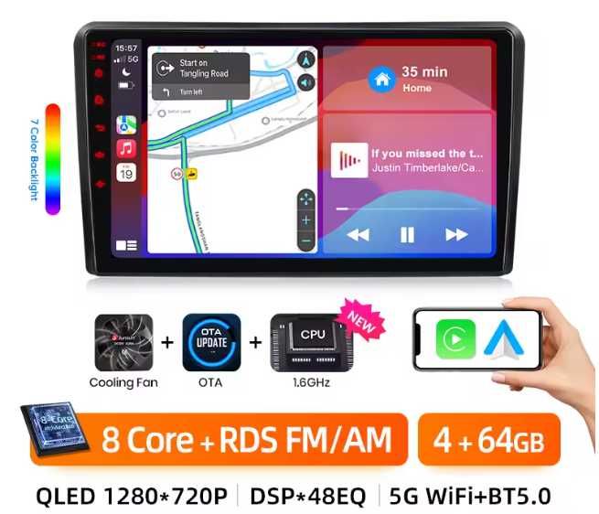Rádio Android Porsche Cayenne 2002-10 Carplay 4/64GB 4G 8-core NOVO