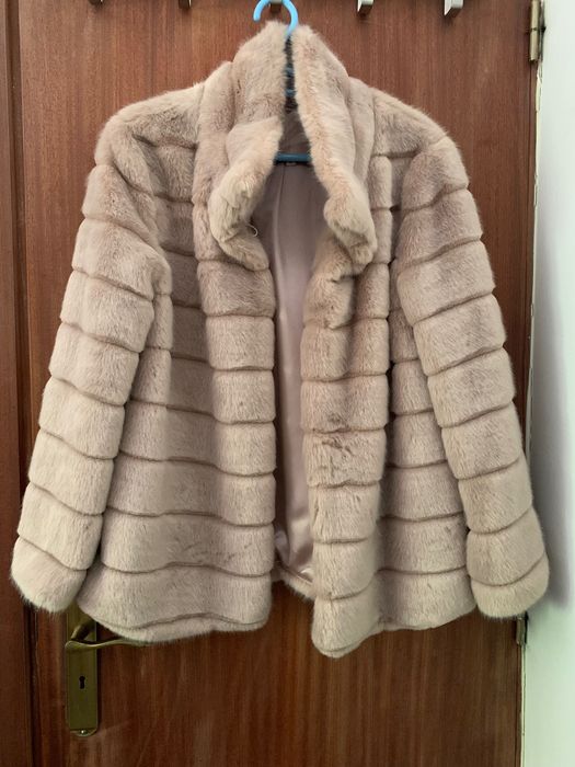 Casaco pêlo sintético dusty rose
