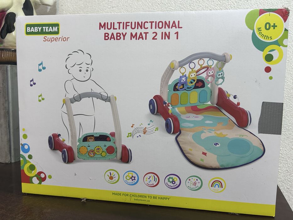 Килимок дитячий багатофункціональний 2 в 1 0+ Baby team Різні кольори