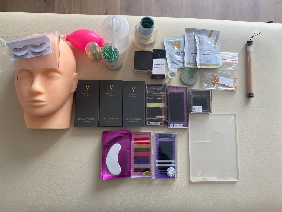 Łóżko kosmetyczne do masażu do przedłużania rzęs i zestaw