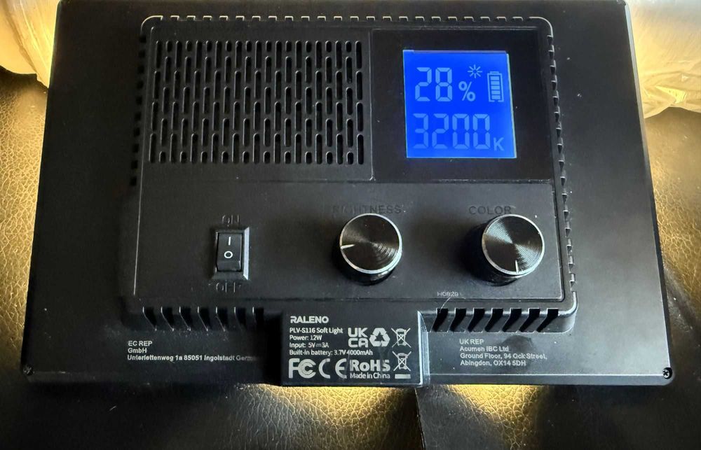 RALENO Lampa wideo LED PLV-S116, bateria 4000 mAh CRI>95,