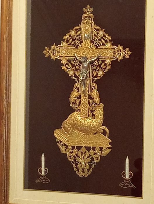 Quadro em filigrana de prata dourada