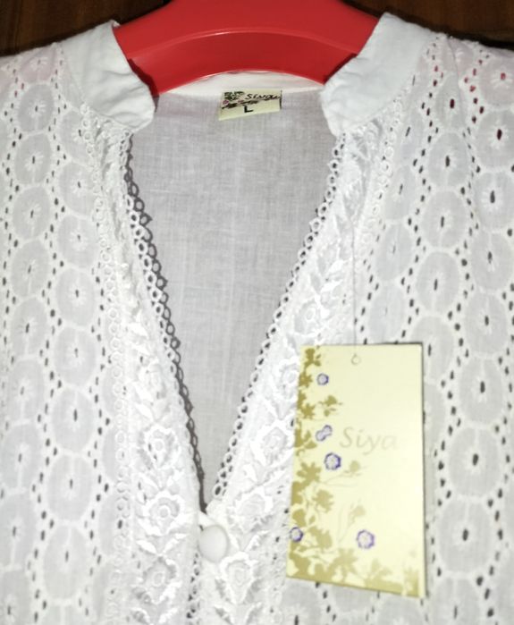 Túnica Branca Bordado Inglês