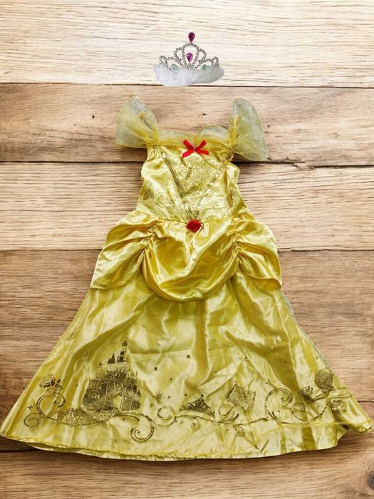 карнавальное платье белль красавица и чудовище с короной 5-6 лет