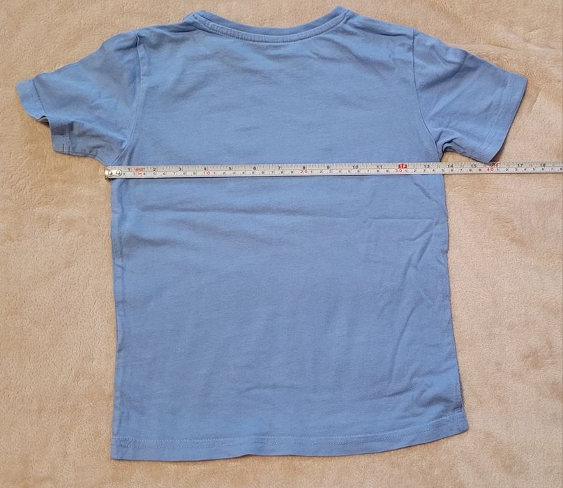 Chłopięcy T-shirt bluzka 116/122 niebieska z uśmiechem BonPrix