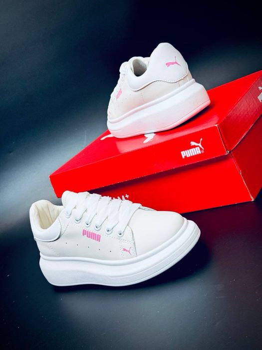 Женские кроссовки пума белые кожаные кросовки стильные puma