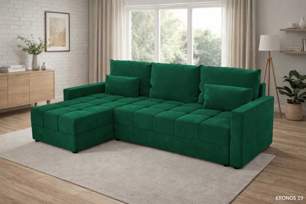 NOWY Narożnik Rogówka DOMINO L z funkcją spania PRODUKT OD PRODUCENTA