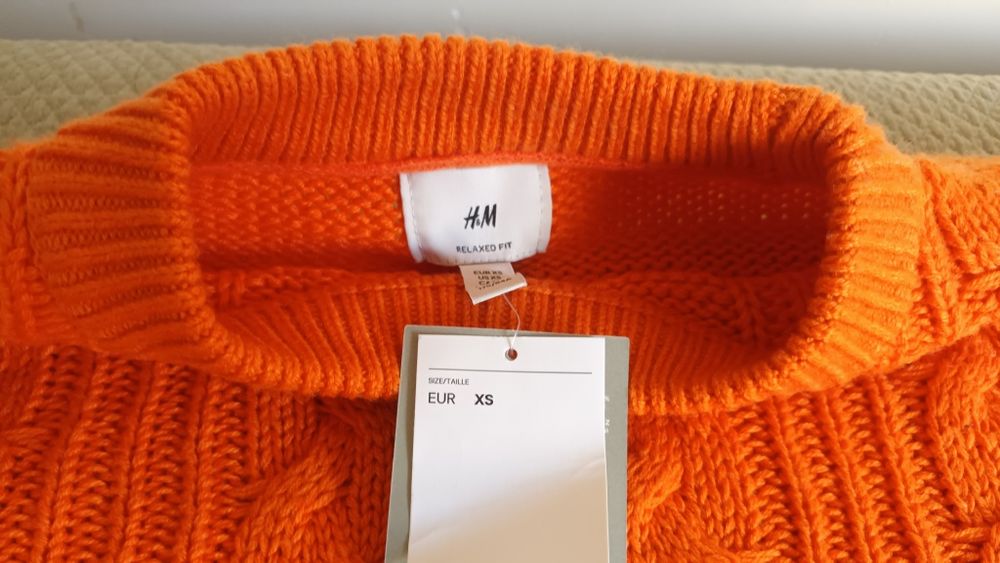 Pullover trançado laranja H&M