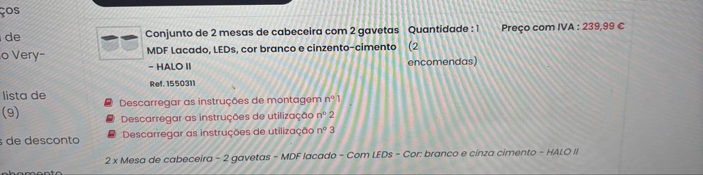Conjunto de 2 mesas de cabeceira com LED – Modernas