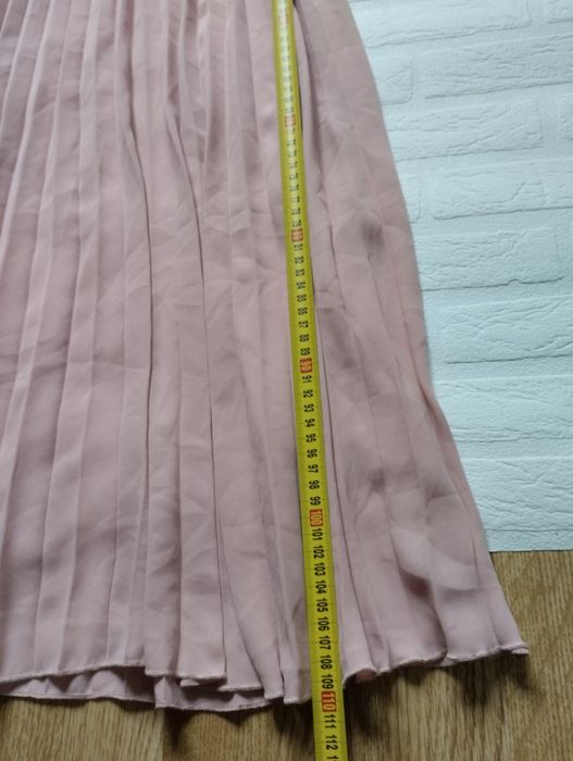 Shein sukienka plisowana długa na bal komunię pudrowy róż 34/36