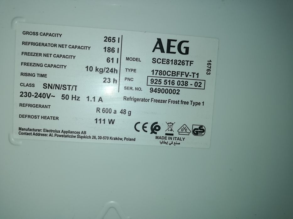 Lodówka AEG SCE81826TF