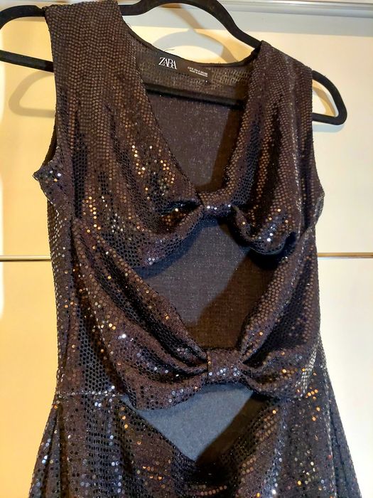 ZARA cudna mini SUKIENKA czarna cekiny sexy S