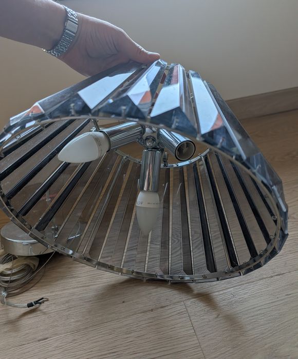 Lampa Glamour srebrna lustrzana wisząca  3 punktowa elegancka