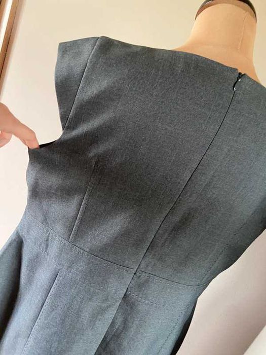 xxl szara sukienka basic midi do wszystkiego 46 48 +size biuro prosta