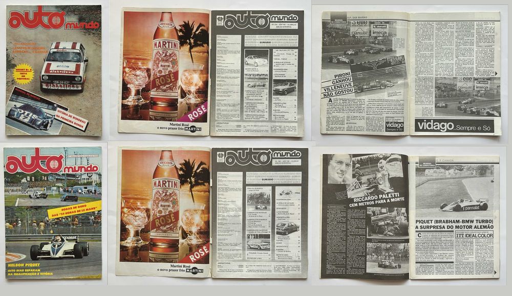 Coleção de revistas Auto Mundo de 1980, 1981, 1982, 1984