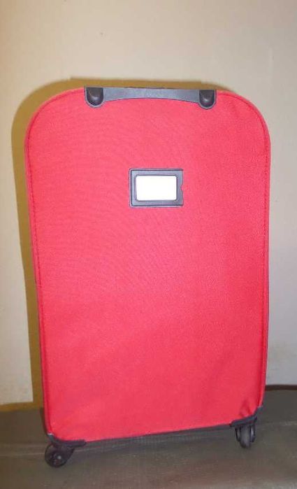 Чемодан большой тканевый красный, 4 колеса, размер корпуса 60Х40Х23 см