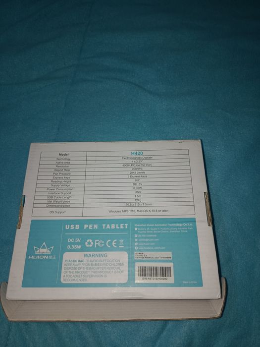 Mesa Digitalizadora Huion H420 - Como Nova (Com Caixa)