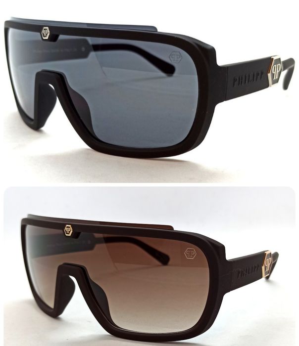 Philipp Plein очки маска унисекс черные и коричневые матовые модные