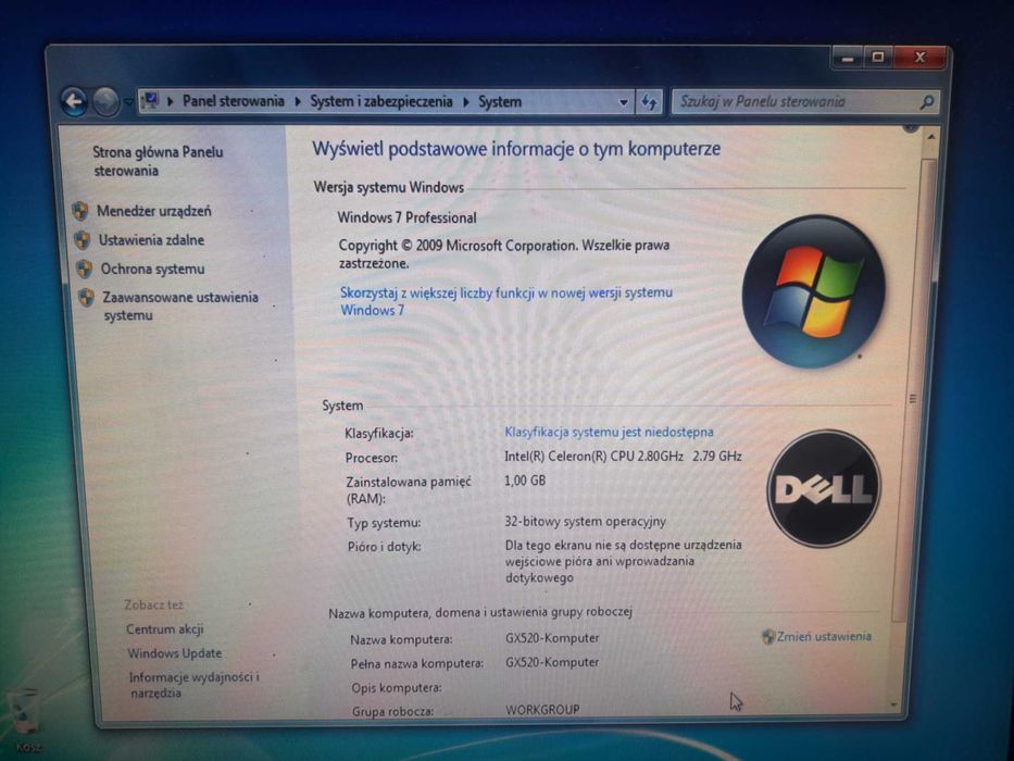 Komputer DELL  Optiplex GX520  LGA775 Celeron 2.8GHz , obudowa mini Tower.