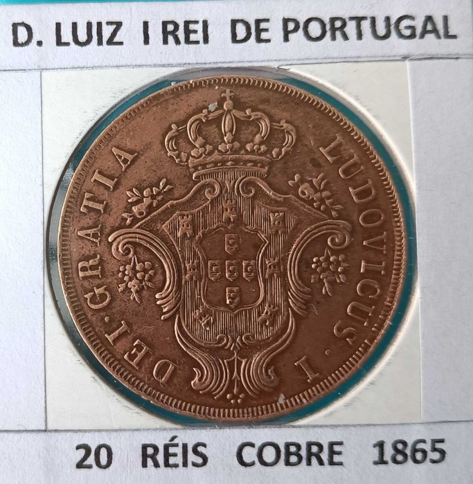 20 Réis - Vintém Cobre 1865 Rei D. Luiz I   « 4ª Dinastia »