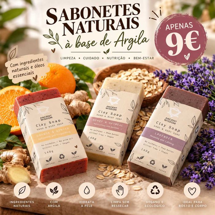 Sabonetes naturais - base de argila