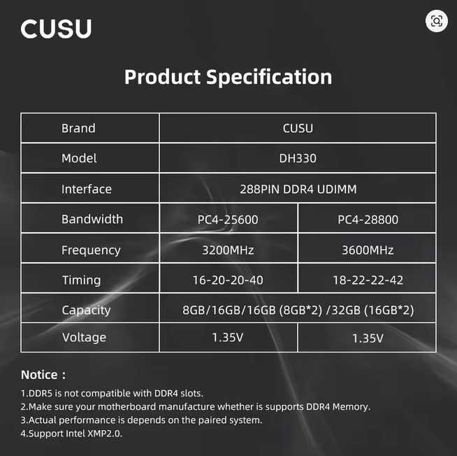 CUSU 32Gb DDR4 3200mhz (2x16)