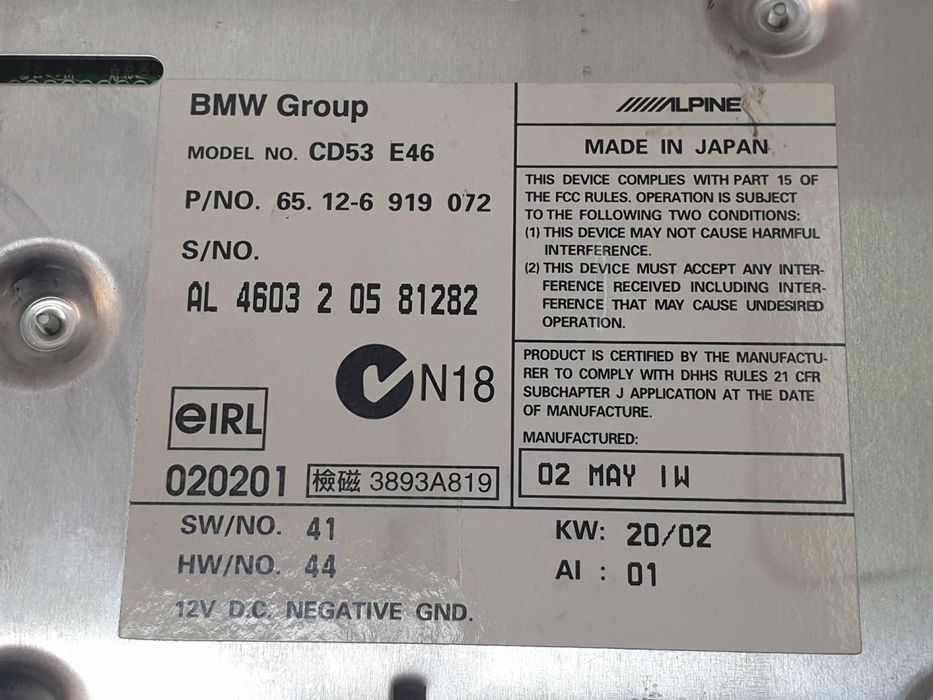 Sistema De Áudio Rádio Cd Bmw Serie 3 Compacto E46