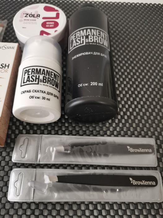 Набор бровист краска пинцет скраб кисточка zola
